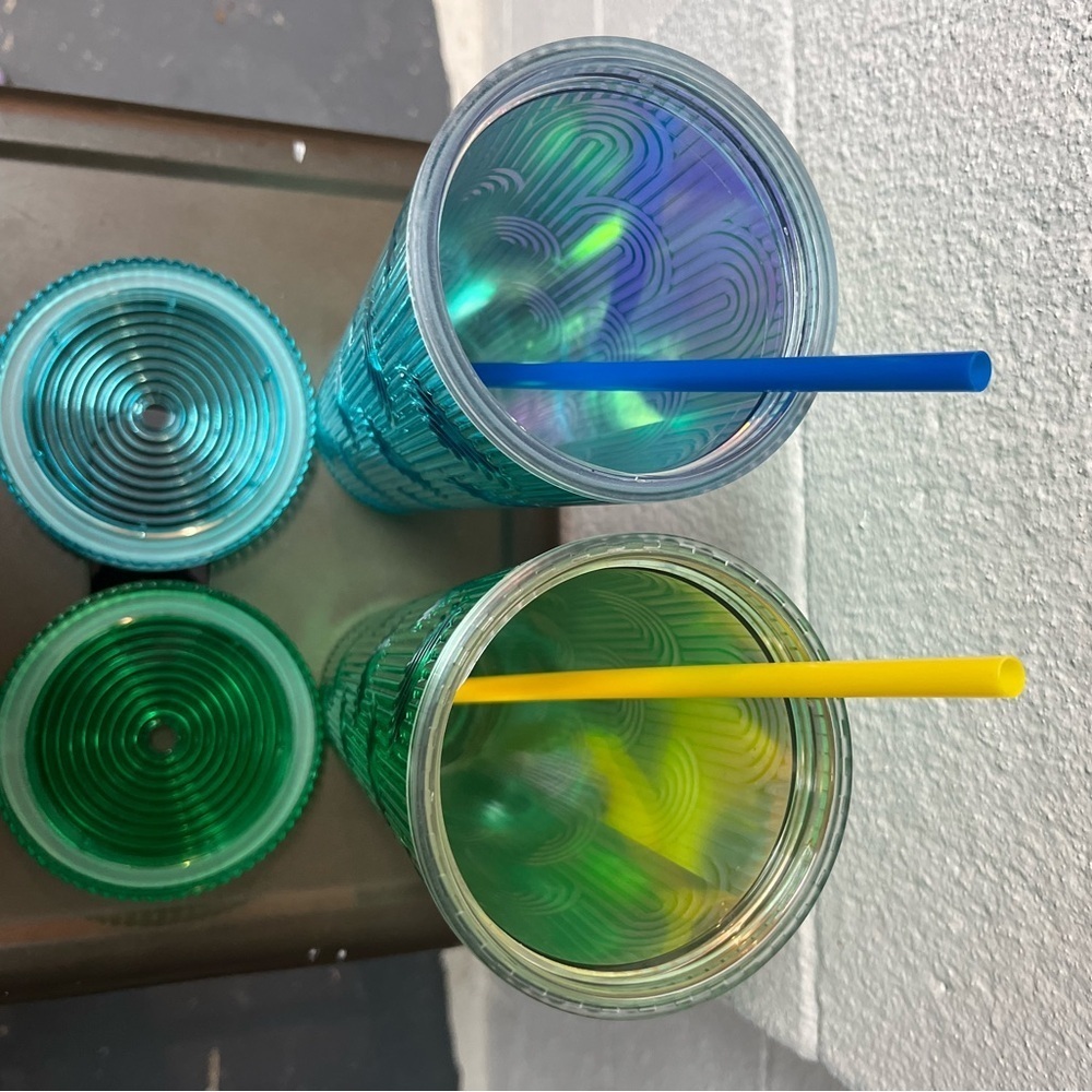 Colorful Textured Tumblers with Straws - Picture 3 of 3